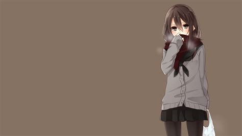 Simple Background Anime Anime Girls Brunette School Uniform