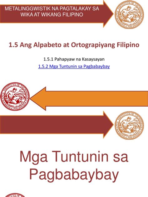 Pangkat V Alpabeto At Ortograpiyang Filipino Mga Tuntunin Sa