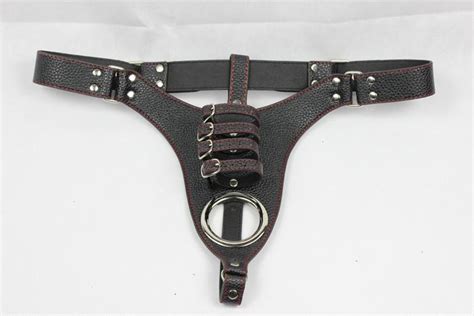 Male Chastity Devices Leather Penis Restraint Pants Fetish Sexy Dress Adult Penis Fixing Bondage