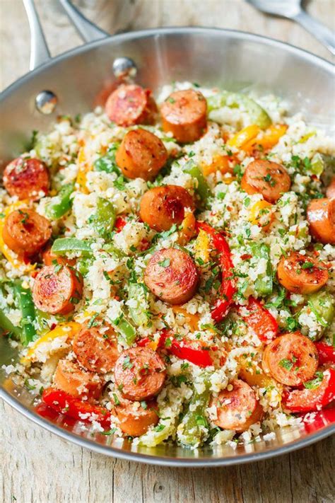 Sausage Pepper And Cauliflower Fried Rice Gesund Kochen Rezepte