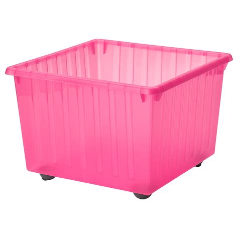 Vessla Storage Crate With Castors Light Pink 39x39 Cm Ikea