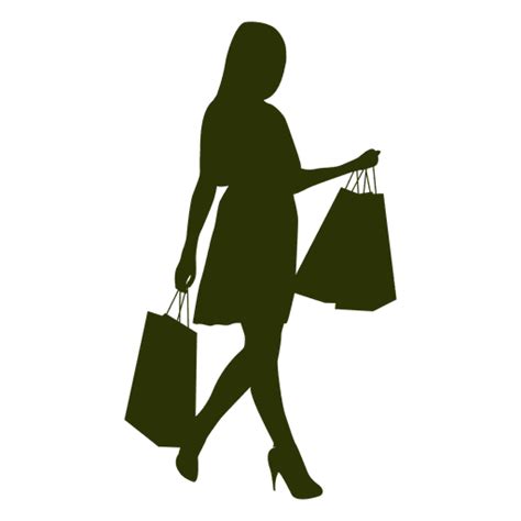 Girl Siljouette Carrying Shopping Bags Transparent PNG SVG Vector File