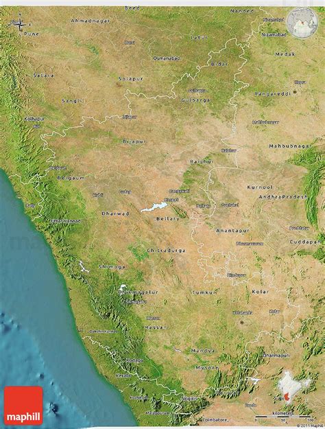 South india tourist map list. Satellite 3D Map of Karnataka | Natural geographic, Karnataka, Relief map