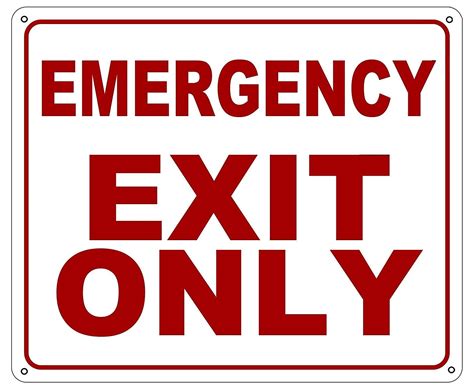 Emergency Exit Only Sign Aluminium 10x12 Rust Free
