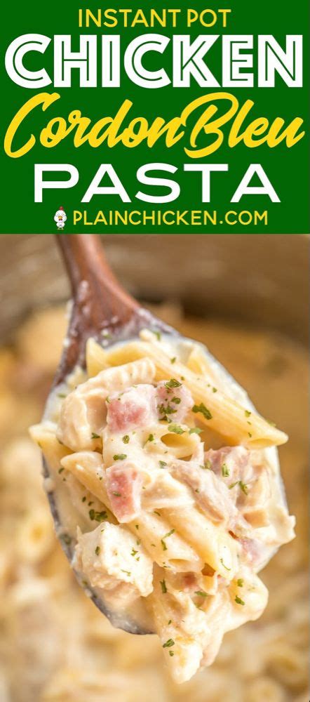 The slow cooker crockpot does all the work. Instant Pot Chicken Cordon Bleu Pasta - only 4 minutes of cook time! Chicken, ham, di… | Instant ...