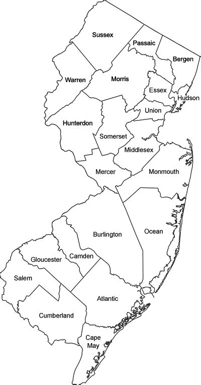 New Jersey Counties Map Map Of Zip Codes