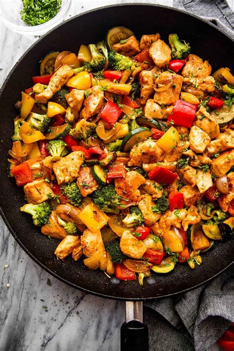 One Pot Chicken Vegetables Skillet Recipe Diethood