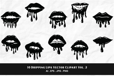 Dripping Lips Vector Clipart Vol Variations