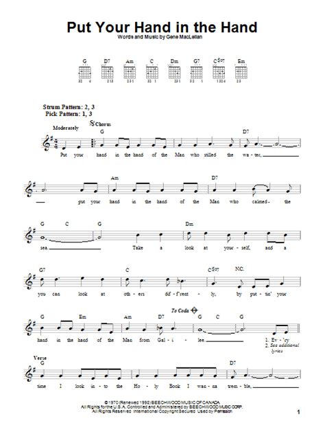 Put Your Hand In The Hand Sheet Music Direct