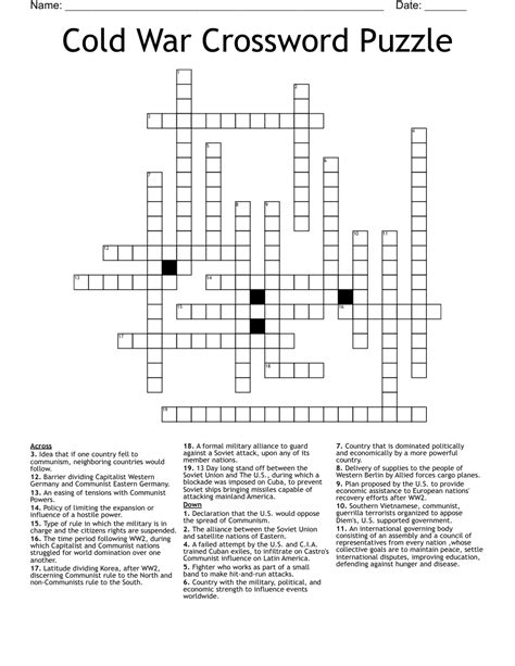 Cold War Review Crossword Puzzle Ilovepinkkandyse