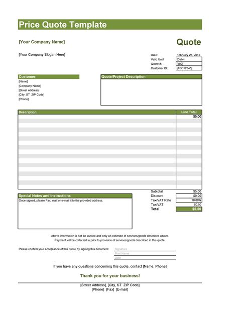 Free Quotation Template Doc Collection