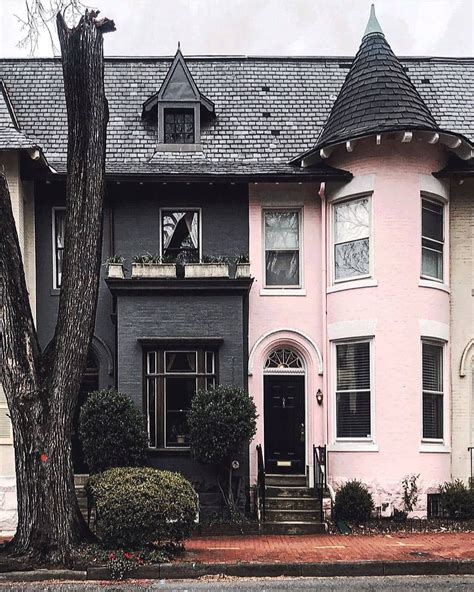 Black And Pink House Pink Houses House Exterior Magical Home