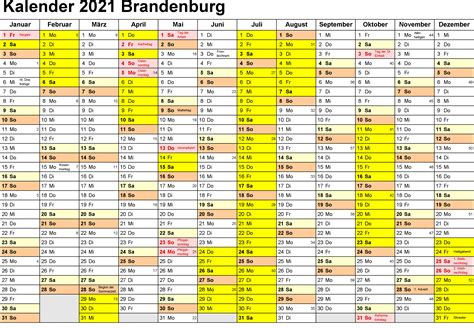 Kalender mit allen feiertagen im jahr 2021. Sommerferien 2020 Brandenburg PDF | Druckbarer 2020 Kalender