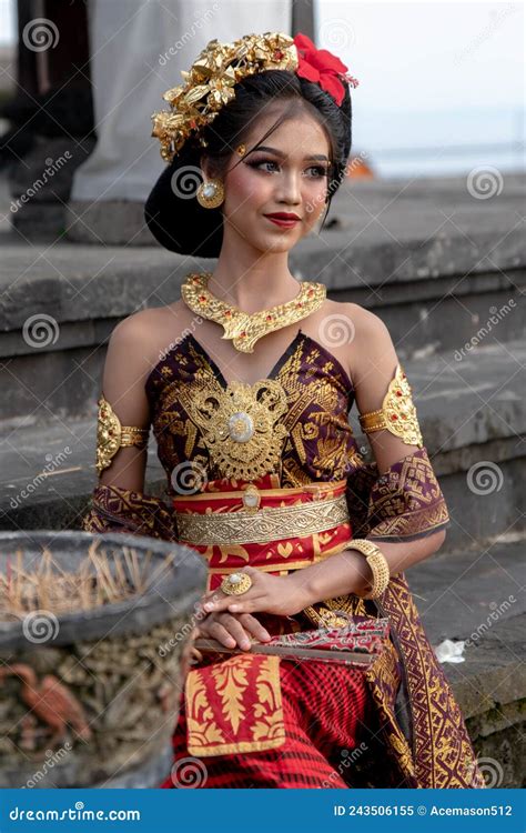 Young Balinese Girl In Traditional Dress Stock Image Image Of