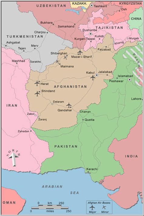 Detailed map of afghanistan and neighboring countries. Afghanistan Karte