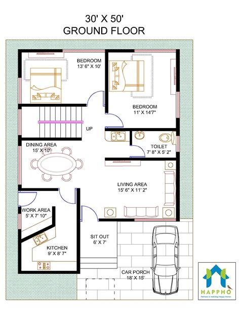 Houseplans.net offers the best collection of floor plans that range from 1001 square feet to 1500 square feet. 3 Bhk House Plan In 1500 Sq Ft