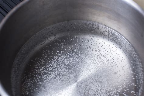 Overhead View Of Water Beginning To Boil Free Stock Image
