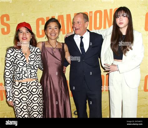 Woody Harrelson Wife Laura Louie And Daughters Attending The Champions New York Premiere Held