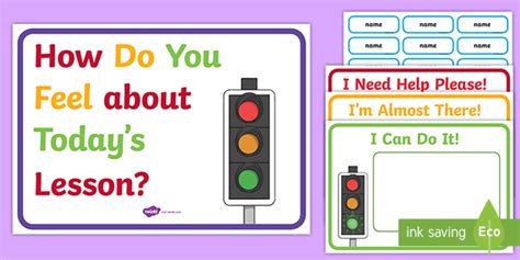 Visible Learning Reflection Traffic Light Assessment Poster