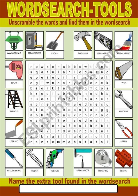 Tools Wordsearch Esl Worksheet By Photogio