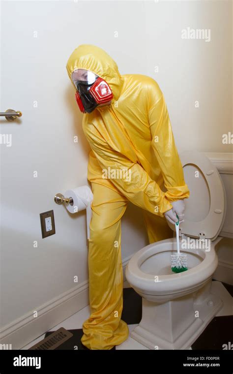 Woman Dressed In Yellow Haz Mat Uniform And Ventilator Cleaning The