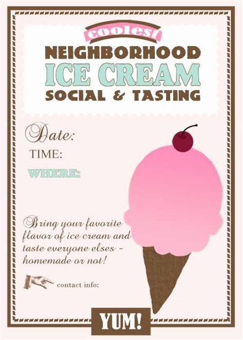 ice cream social flyer template  awesome   images
