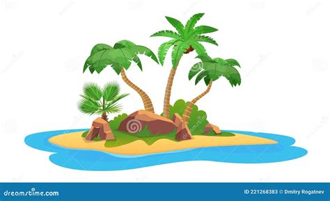 Tropical Island With Palm Trees Sand And Water Stock Vector