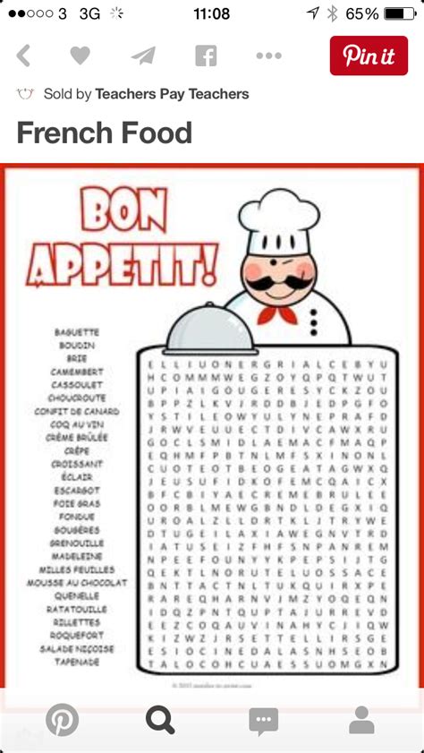 Free Printable French Food Word Search Artofit