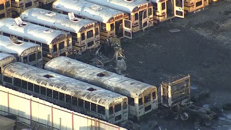 No One Was Hurt After A Fire Spread To School Buses And Trucks At A