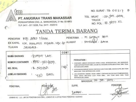 Contoh Surat Tanda Terima Invoice Nusagates