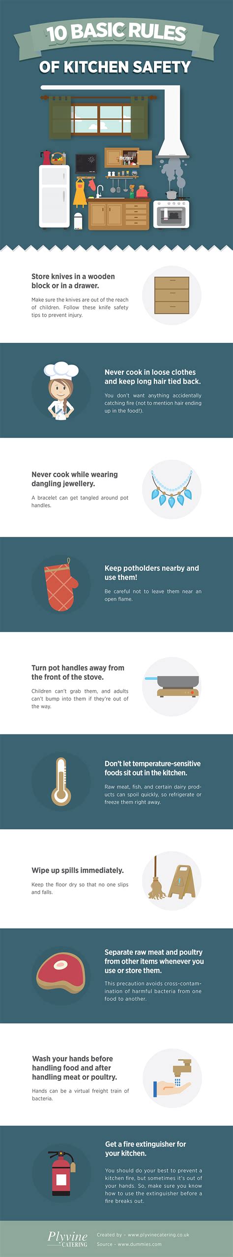 10 Basic Rules of Kitchen Safety - Plyvine Catering