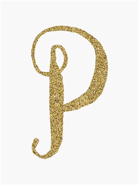 Letter P Gold Glitter Initial Sticker By Mackenziemakes Redbubble