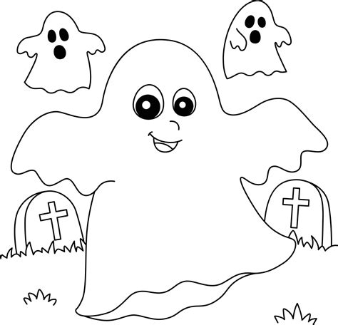 Ghost Halloween Coloring Page For Kids 7528252 Vector Art At Vecteezy