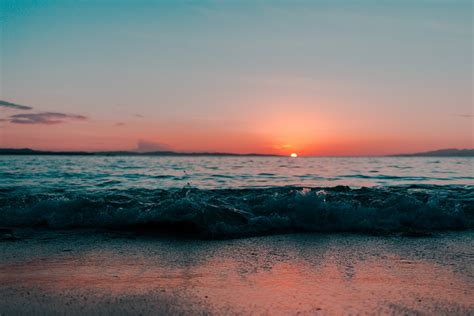 Sea Shore Ocean During Sunset Wallpaper Hd Nature Wal