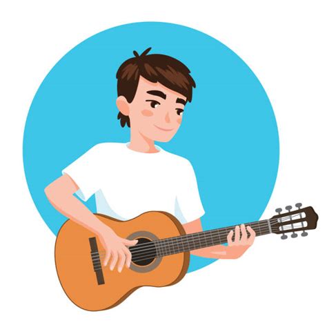 Cute Boy Playing Guitar Illustrations Royalty Free Vector Graphics
