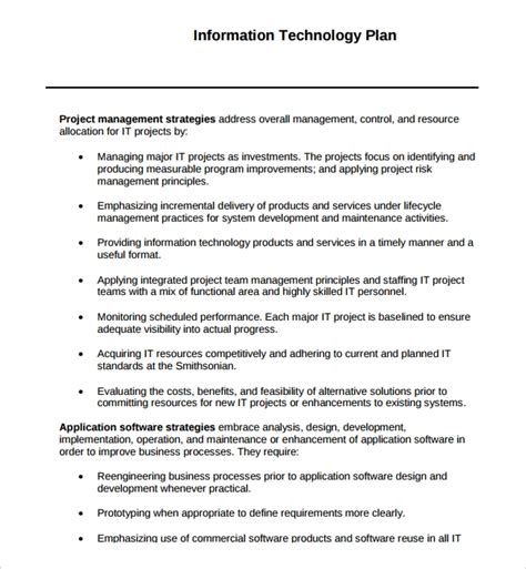 Sample Technology Plan Template 9 Free Documents In Pdf Word