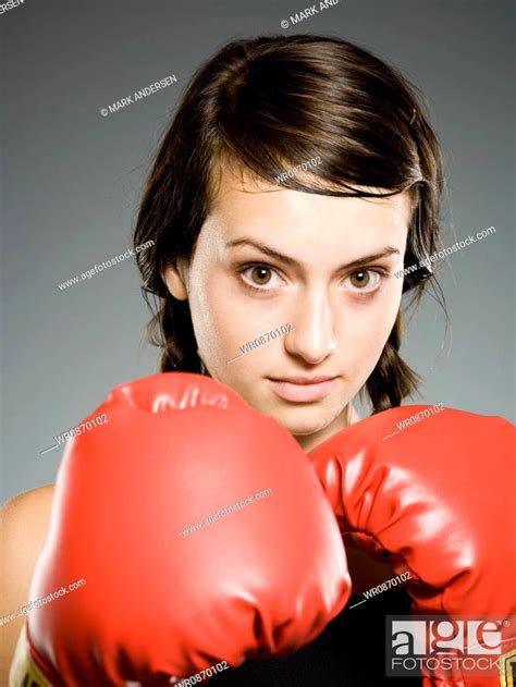 Closeup Of Teenage Girl With Boxing Gloves Stock Photo Picture And