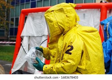 Firefighter Hazmat Suit Decontamination Shower Stock Photo 1683669244