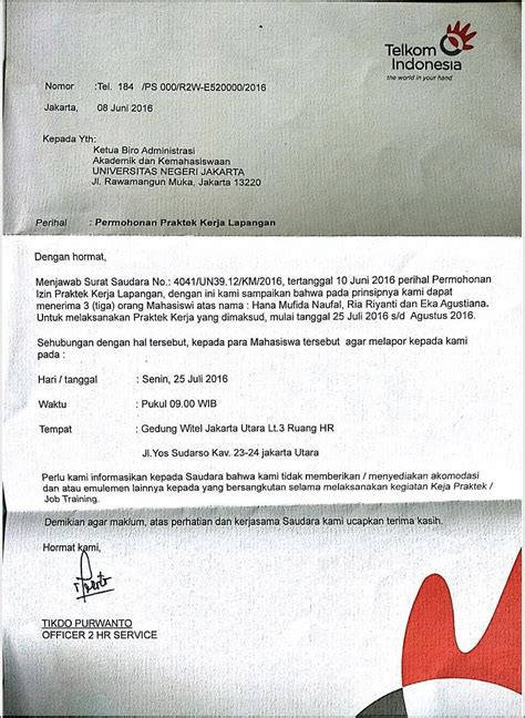 Contoh Surat Keterangan Kerja Telkom Surat Lamaran Kerja Desain