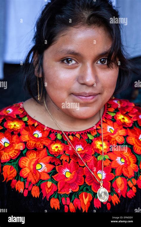 Chichicastenango Guatemala Young Quiche Woman Vendor Of Clothing And