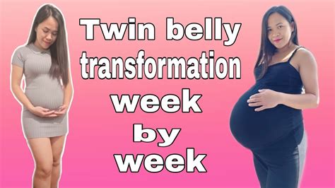 Twin Pregnancy Transformation Week By Week Pregnant Belly Progression