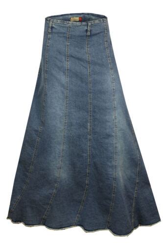 Clove Women Tall Skirt Panelled Stretch Denim Frayed Ankle Length Size