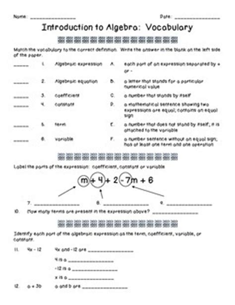 The algebra section on helpingwithmath.com is being developed over the worksheets below provide a gradual introduction that can help students learn how to solve. Introduction to Algebra: Vocabulary worksheet by Stacy Puriefoy