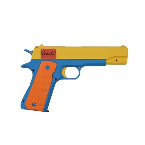Teanfa 1pcs Toy Gun Realistic 11 Scale Colt 1911 Rubber Bullet Pistol