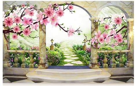 Photo Wallpaper 3d Murals Wallpaper Custom 3d Peach Landscape Flowers