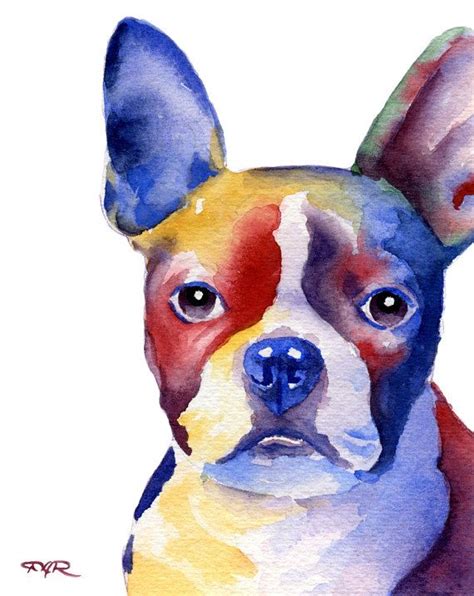 Boston Terrier Art Print Signed By Artist Dj Rogers About The Artwork