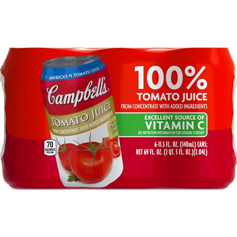 Campbells Tomato Juice 115 Fl Oz Cans 6 Pack