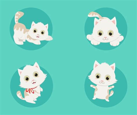 Premium Vector Funny Cartoon Kitten In Various Poses