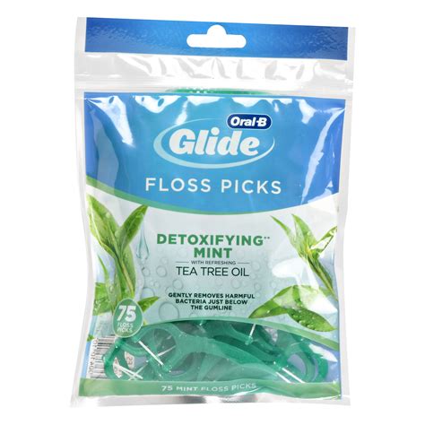 Oral B Glide Dental Floss Picks With Tea Tree Oil Mint 75 Ct