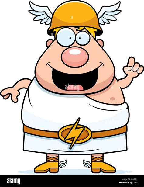 A Cartoon Illustration Of The Greek God Hermes With An Idea Stock